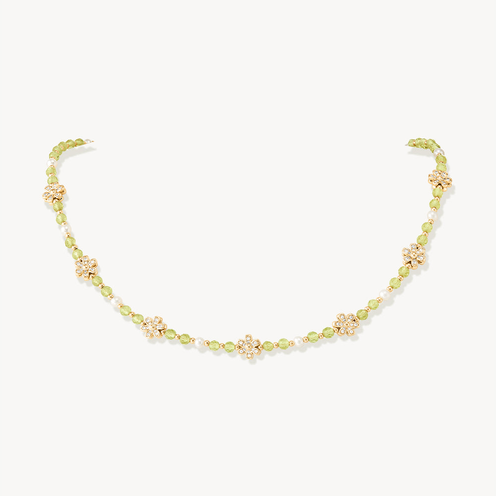 Daisy Yellow Crystal Beaded Necklace