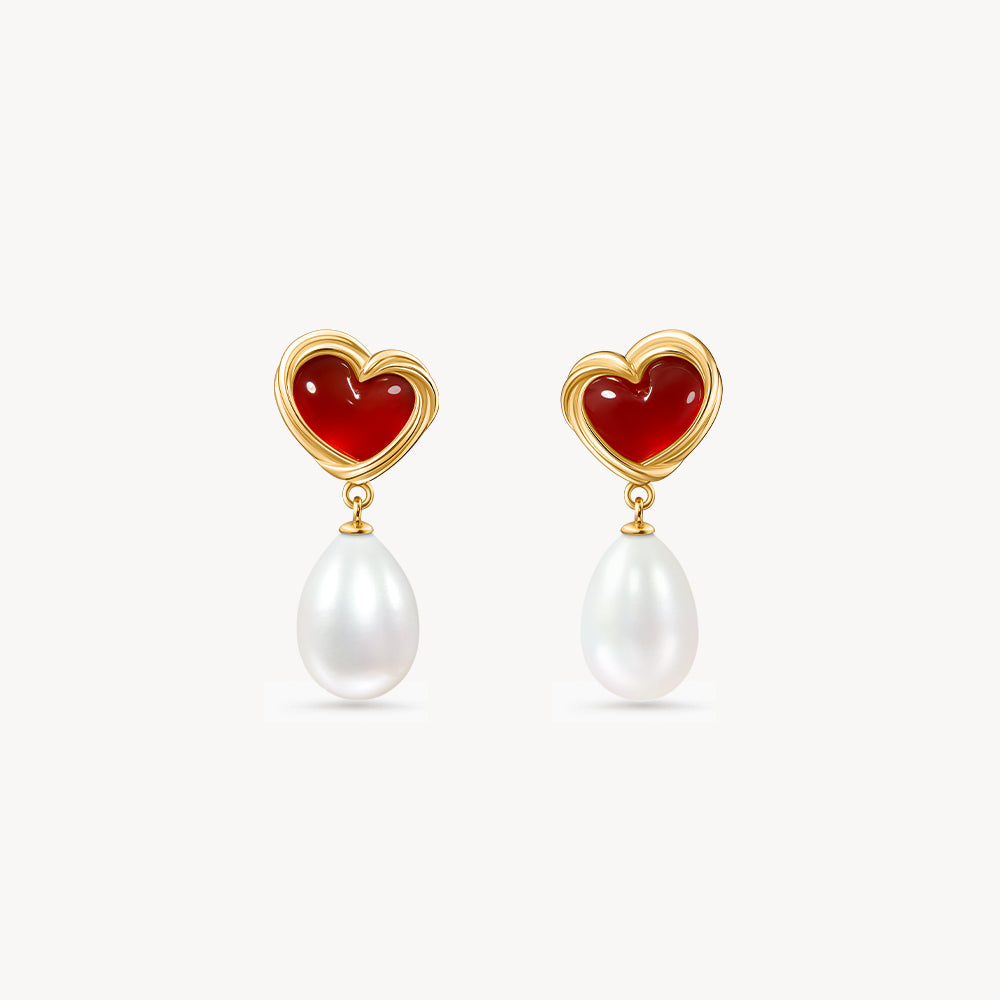 Cookie Heart Tea-Time Carnelian Earrings