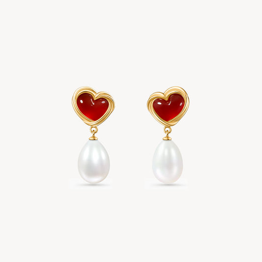 Cookie Heart Tea-Time Carnelian Earrings