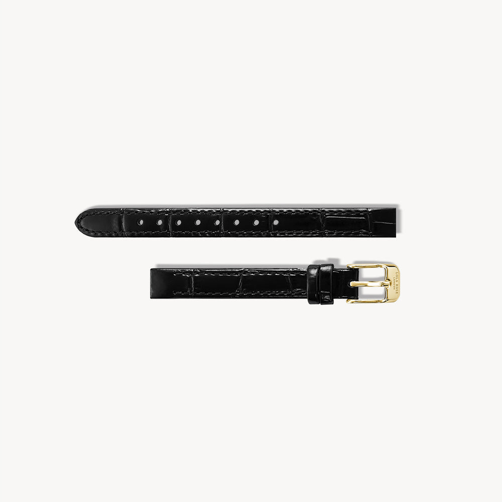 Black Bamboo-Pattern Leather Strap
