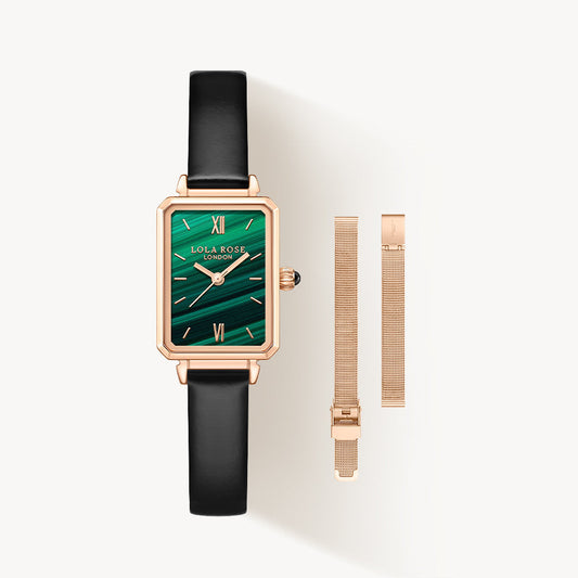 Ms Lola Malachite Textured Watch Set