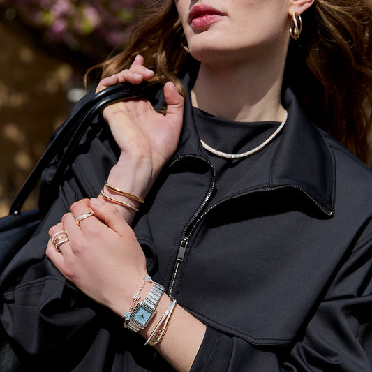 Ivy Blue Vein Agate Bracelet, 5-leaf motif