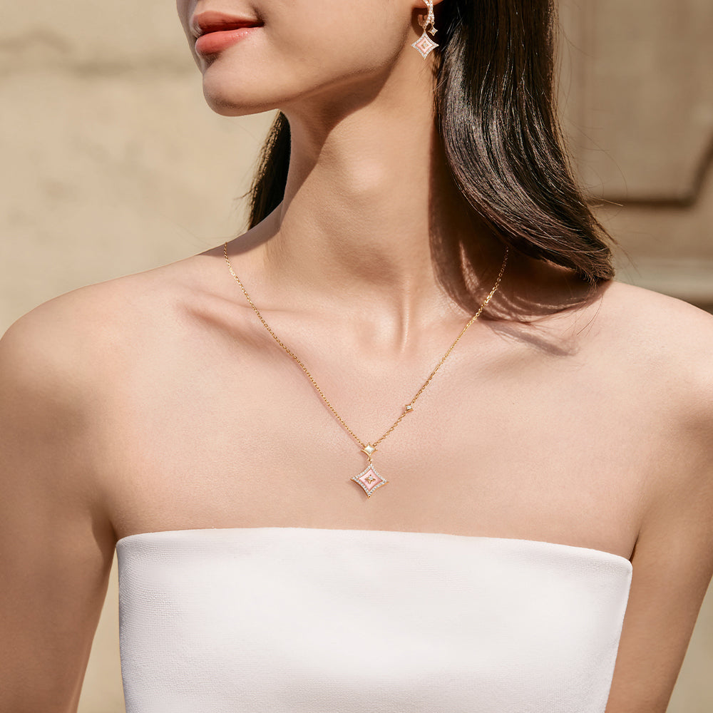 Starry Pink Mother of Pearl Necklace