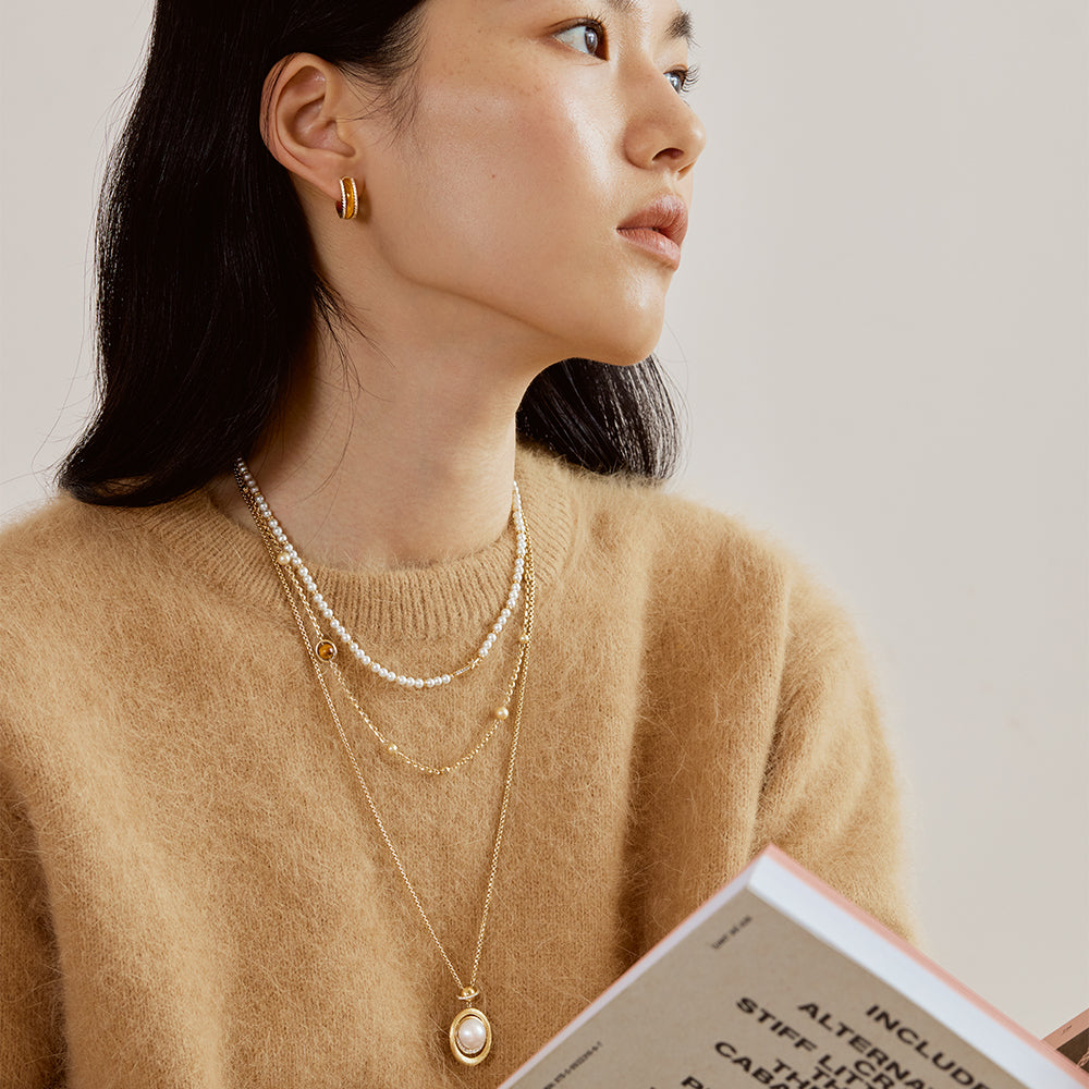 Heliocentric Mabe Pearl Necklace