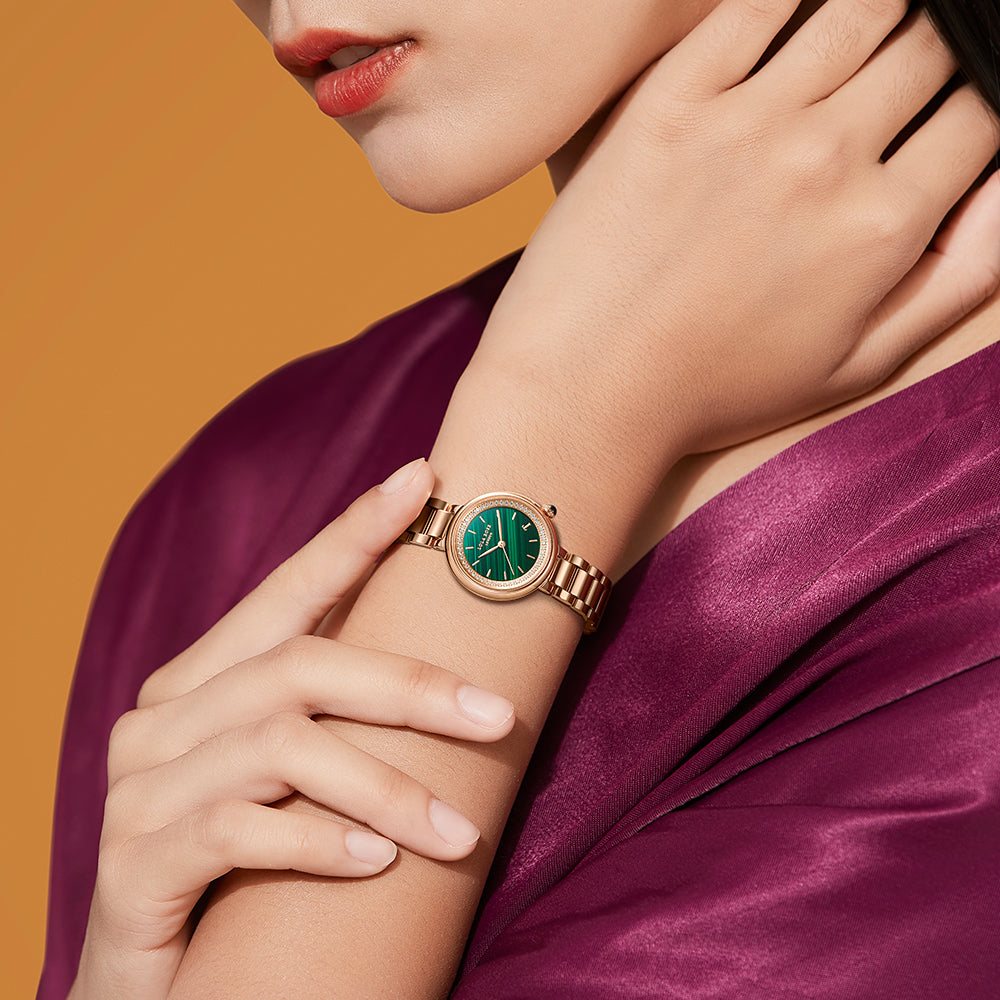 Tea-Time Malachite Watch With Rose Gold