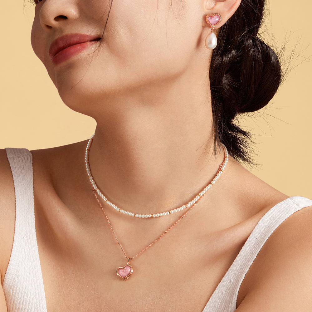 Cookie Heart Tea-Time Rhodonite Necklace