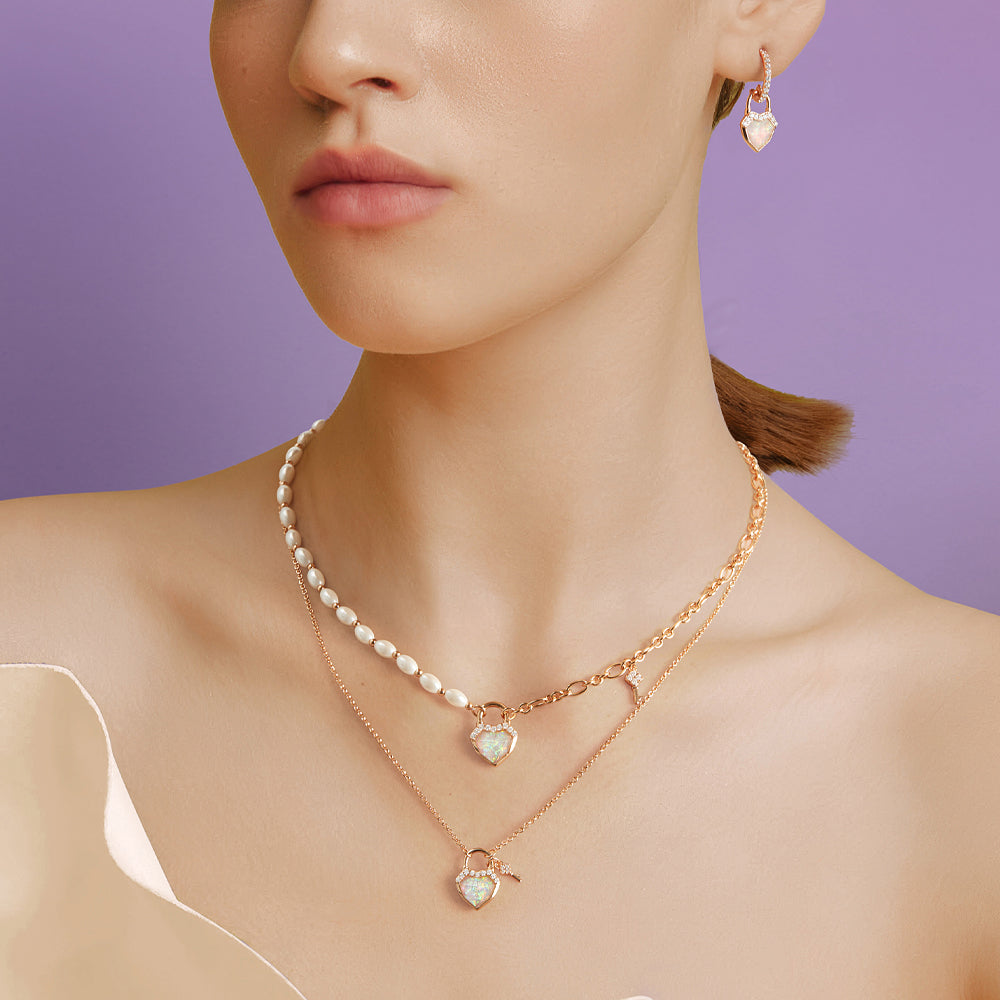 Heart Lock Artificial Pearl Necklace