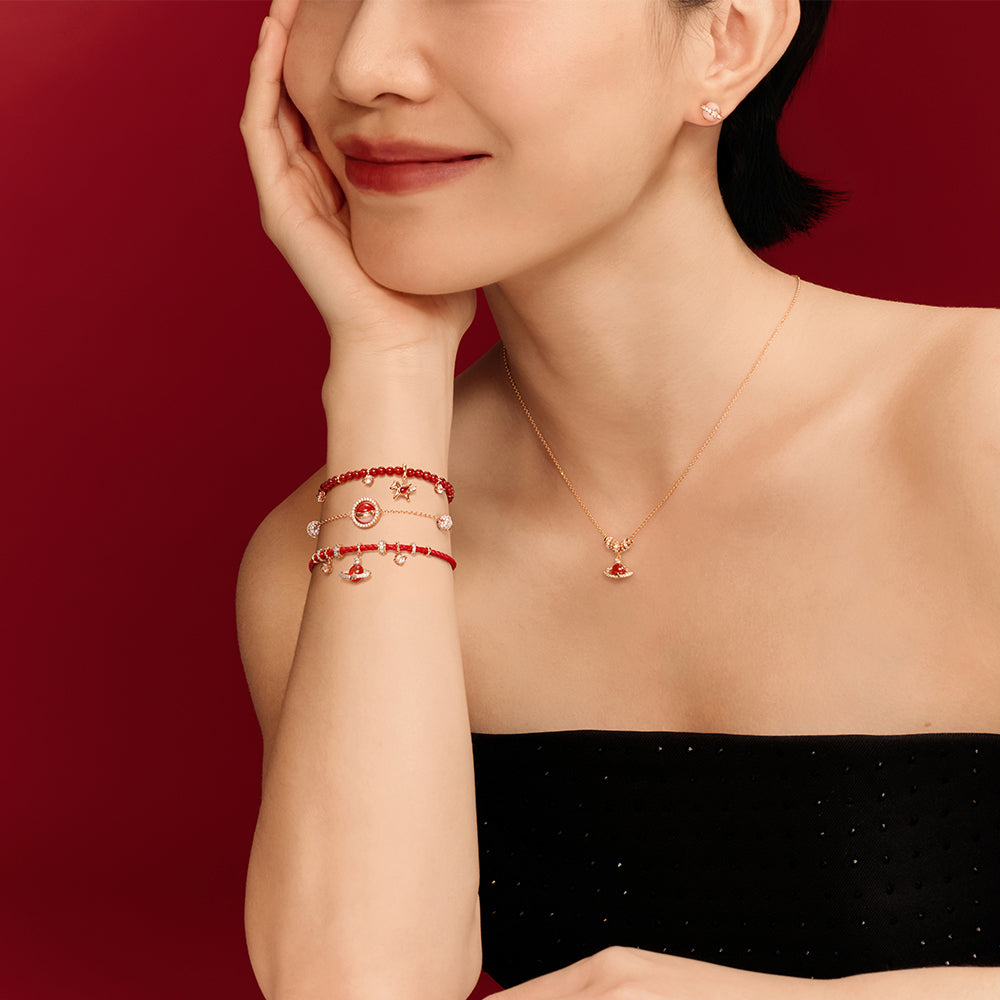 Heliocentric Carnelian Bead Earrings with Pink Opal