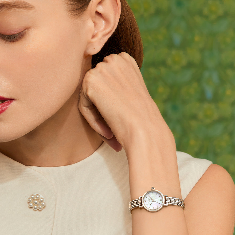 Golden Halo Silver Mother of Pearl Watch