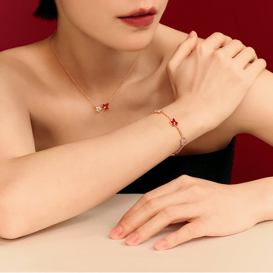 Ivy Carnelian&Mother-of-Pearl Bead Bracelet