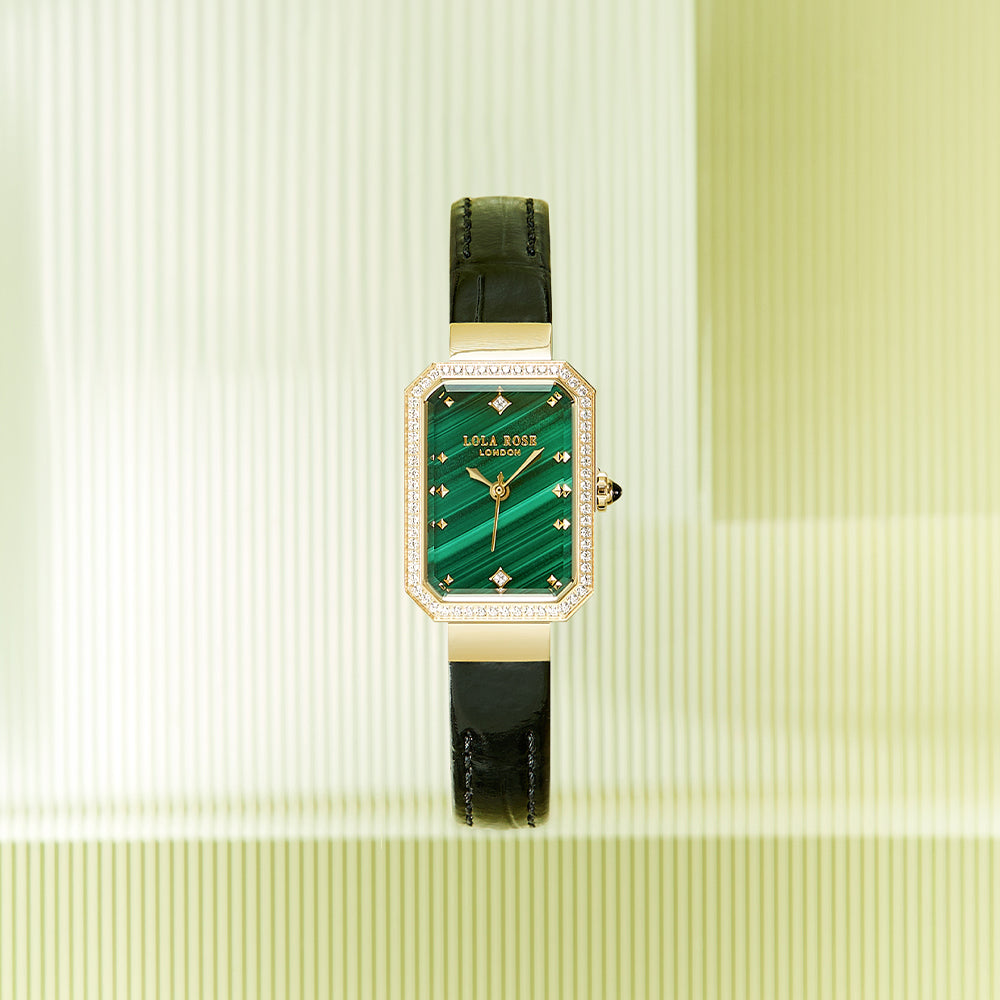 Ms Lola Malachite watch with Zirconia