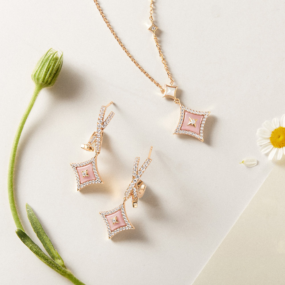 Starry Pink Mother of Pearl Starlight Earrings