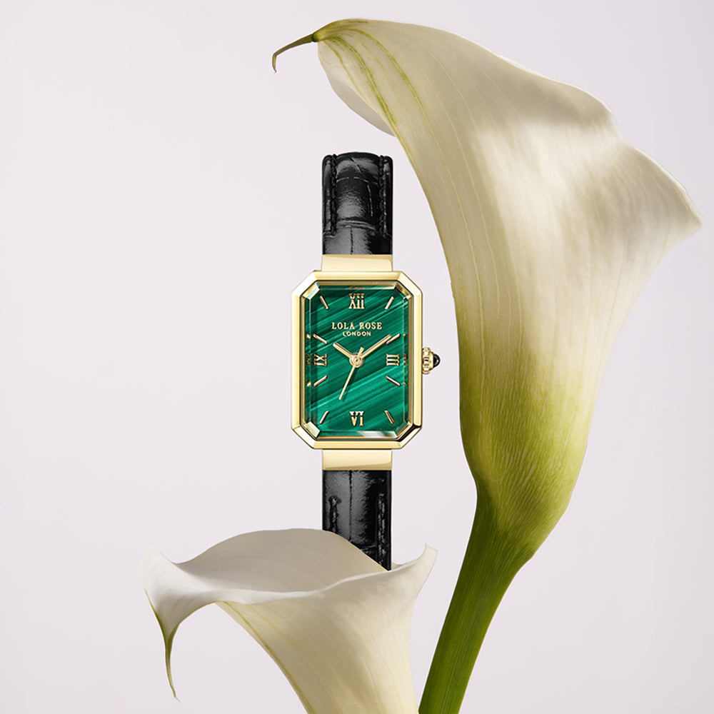 Black Bamboo-Pattern Leather Strap