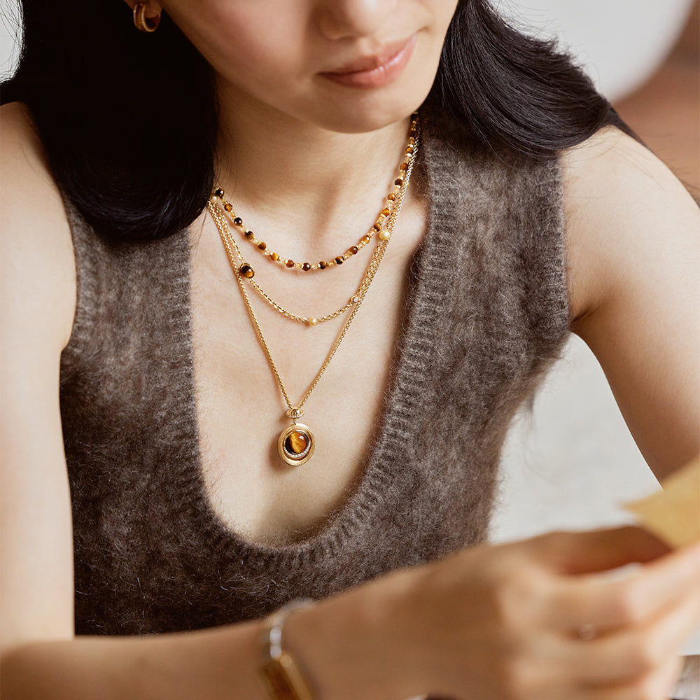 Heliocentric Tiger's Eye Beaded Necklace