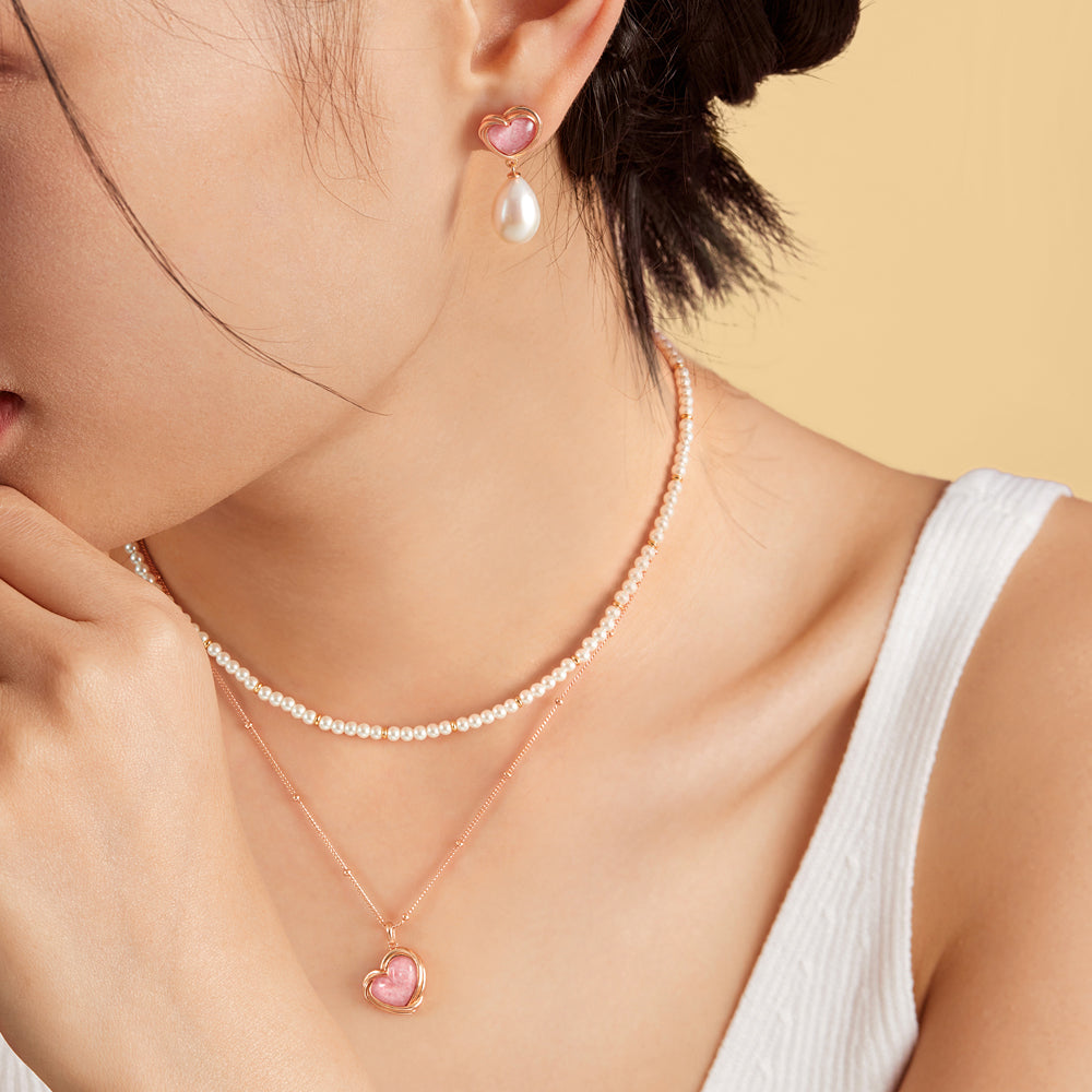 Cookie Heart Tea-Time Rhodonite Earrings