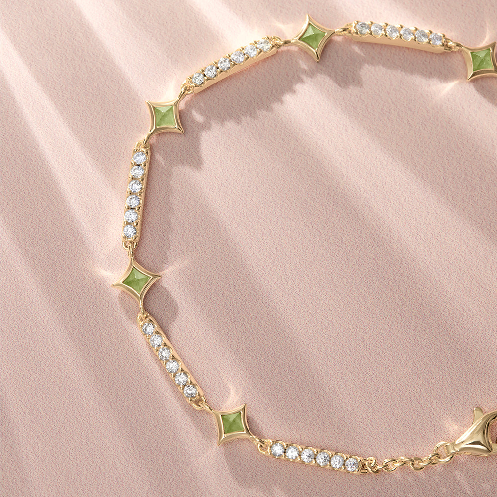 Starry Aventurine & Synthetic Cubic Zirconia Bracelet