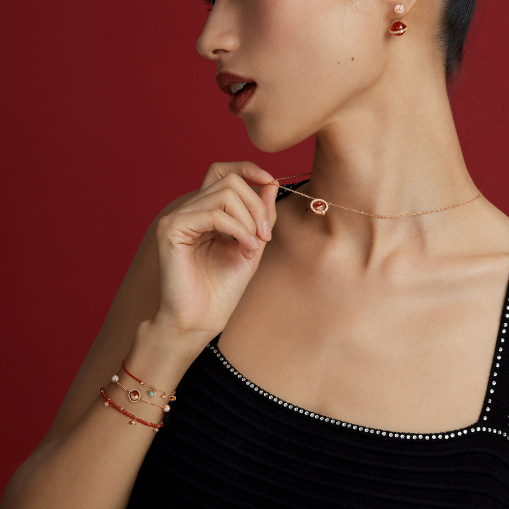 Heliocentric Pink Opal & Carnelian Bracelet