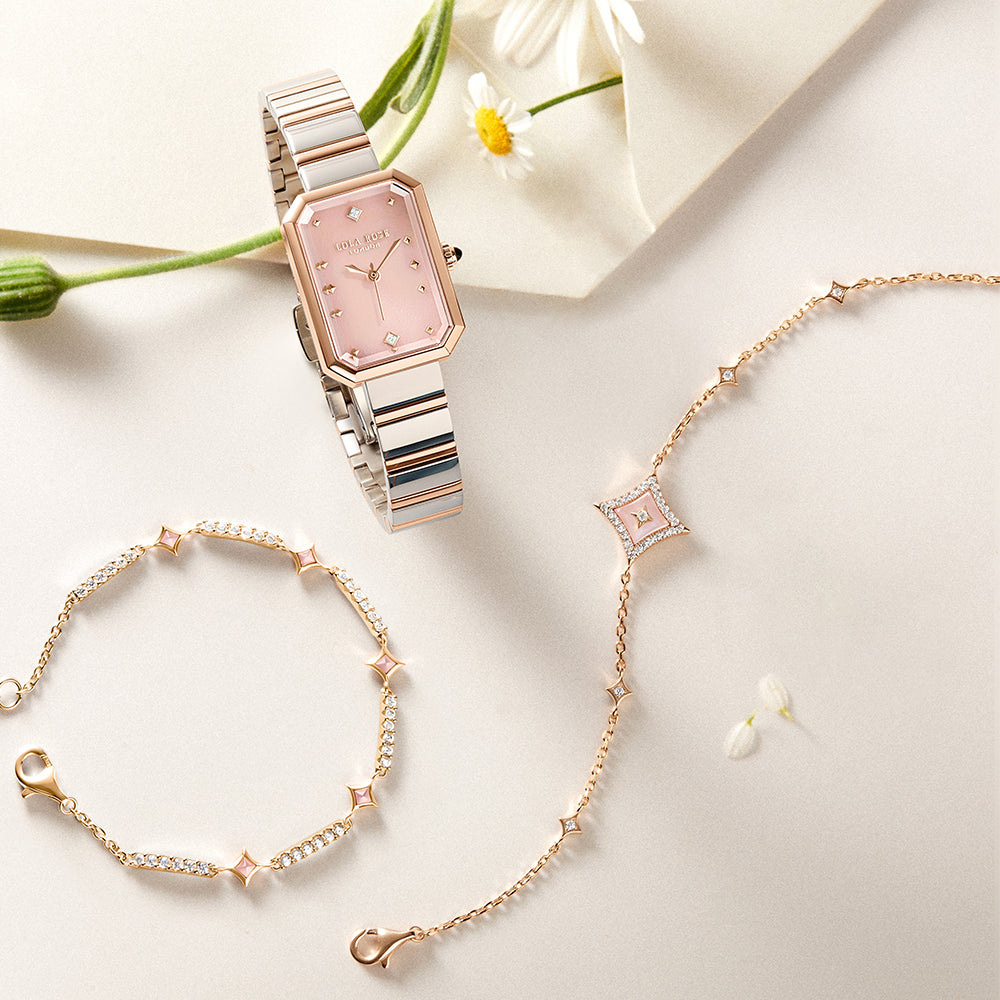 Starry Pink Mother of Pearl & Synthetic Cubic Zirconia Bracelet