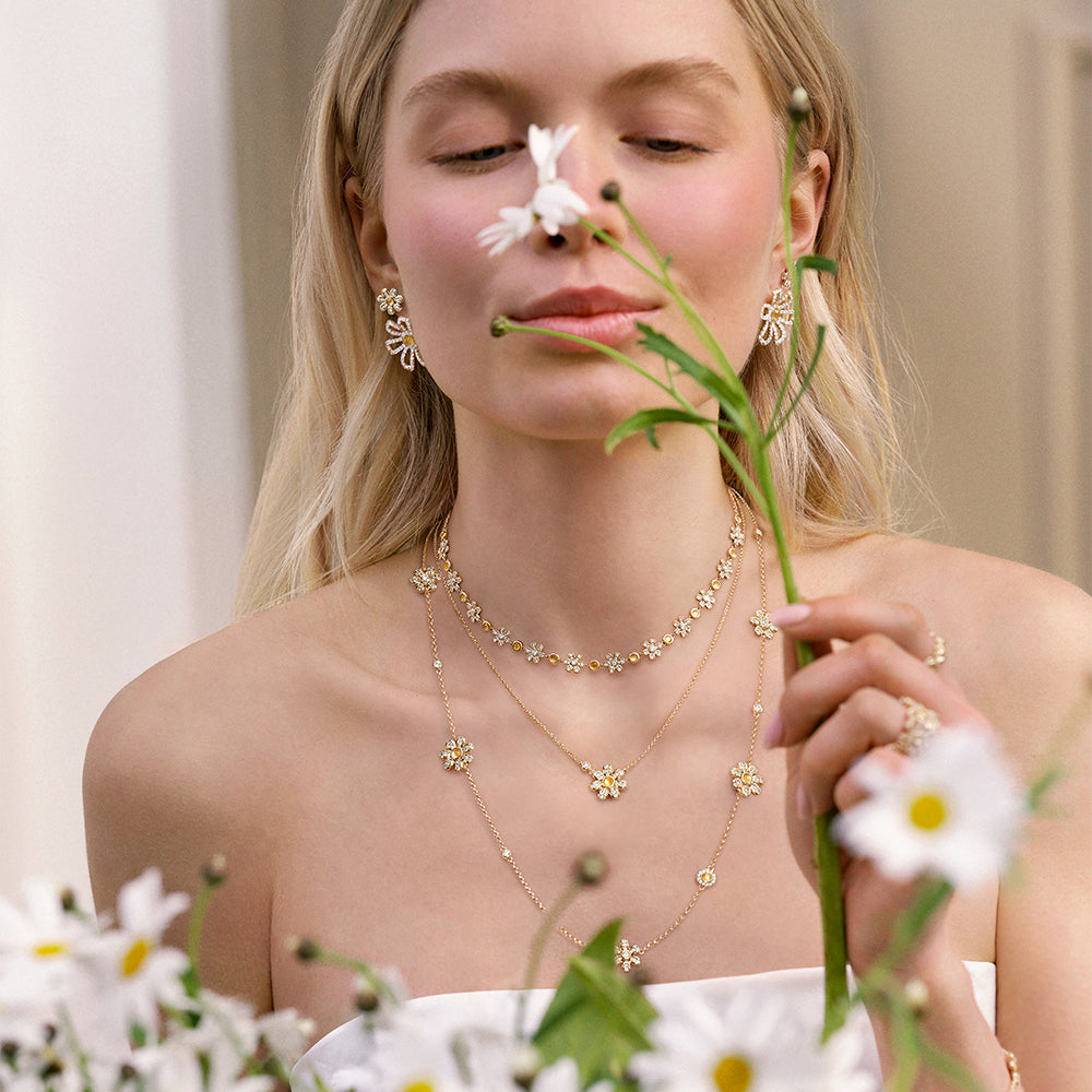 Daisy Yellow Crystal Necklace