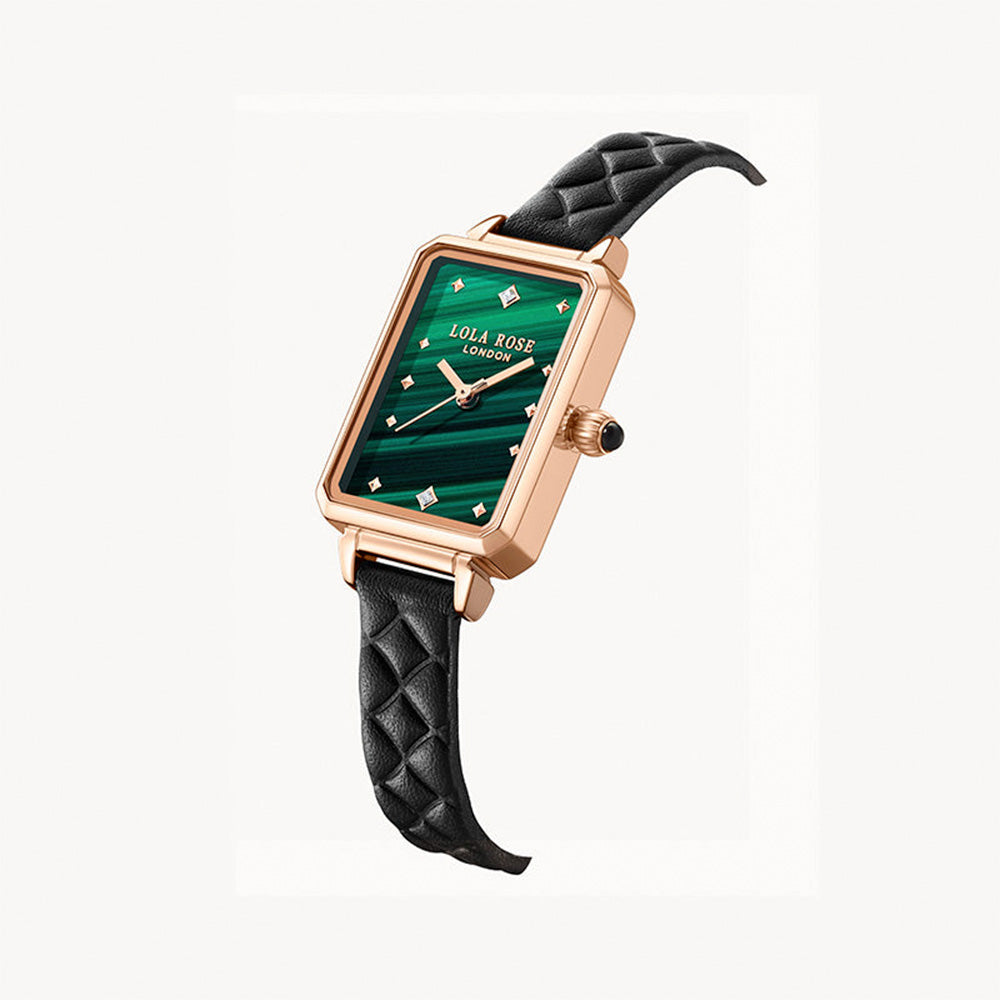 Ms Lola Malachite Textured Watch with Leather Strap