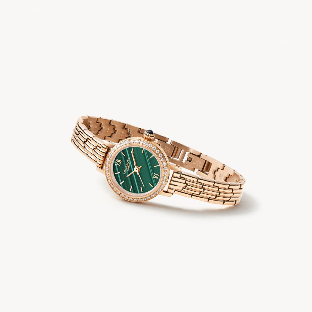 Golden Halo Malachite Watch With Zircon