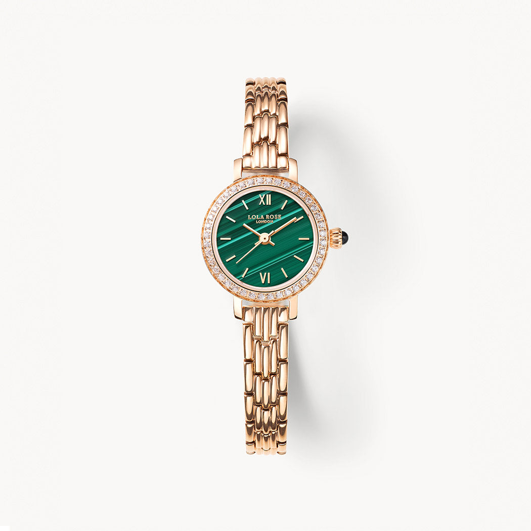 Golden Halo Malachite Watch With Zircon