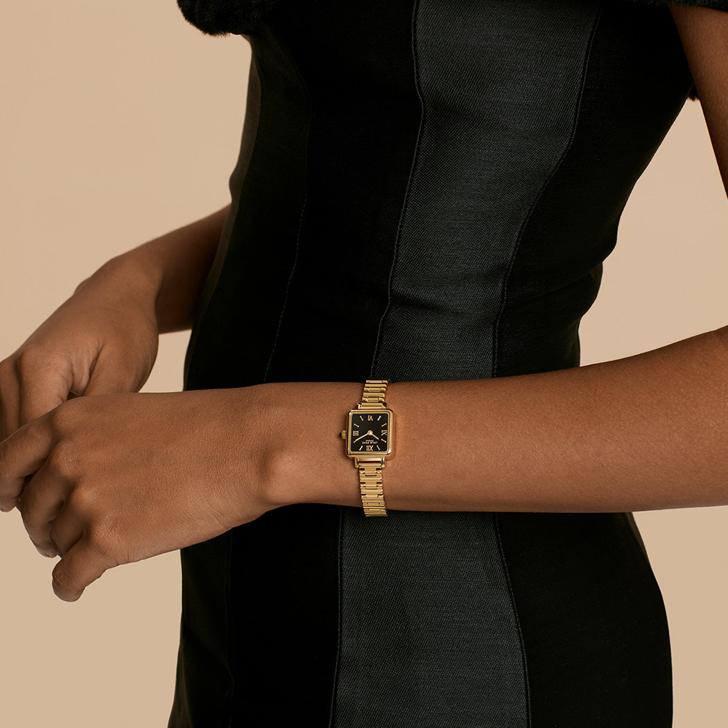 Cube Golden Black Onyx Watch