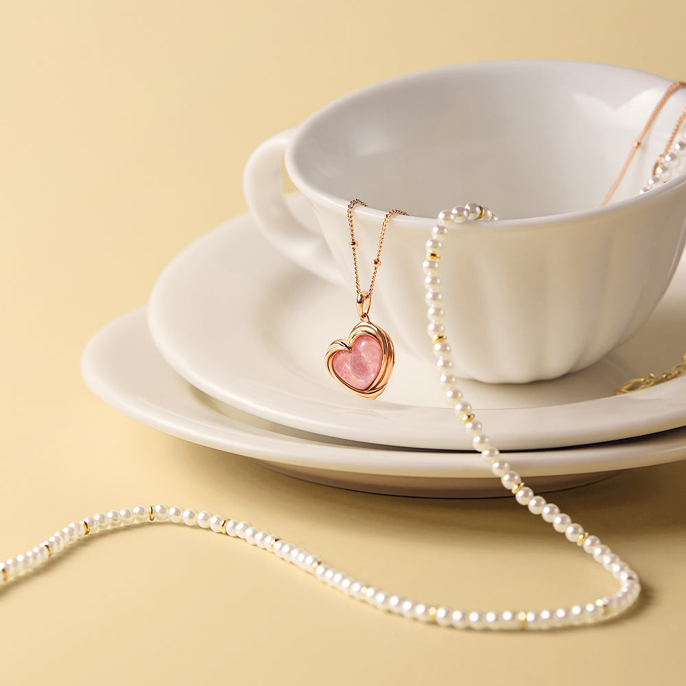 Cookie Heart Tea-Time Rhodonite Necklace
