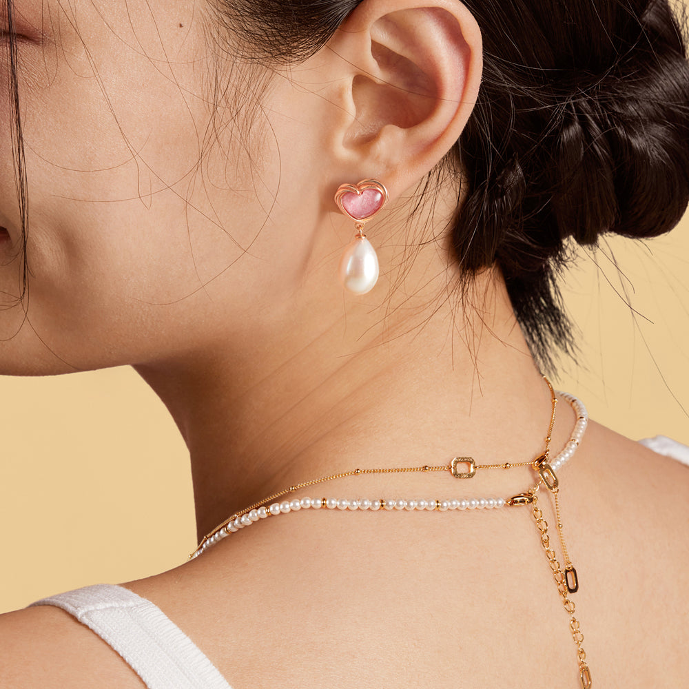 Cookie Heart Tea-Time Rhodonite Earrings