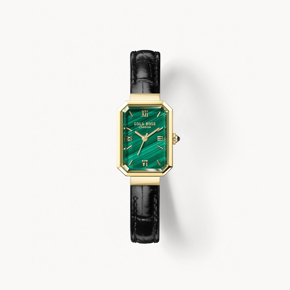 Black Bamboo-Pattern Leather Strap