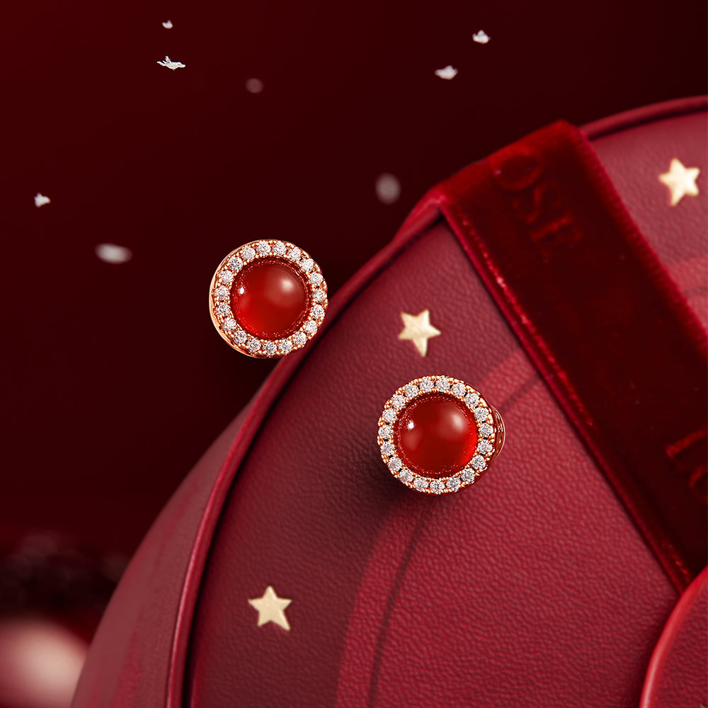 Heliocentric Carnelian Bead Earrings