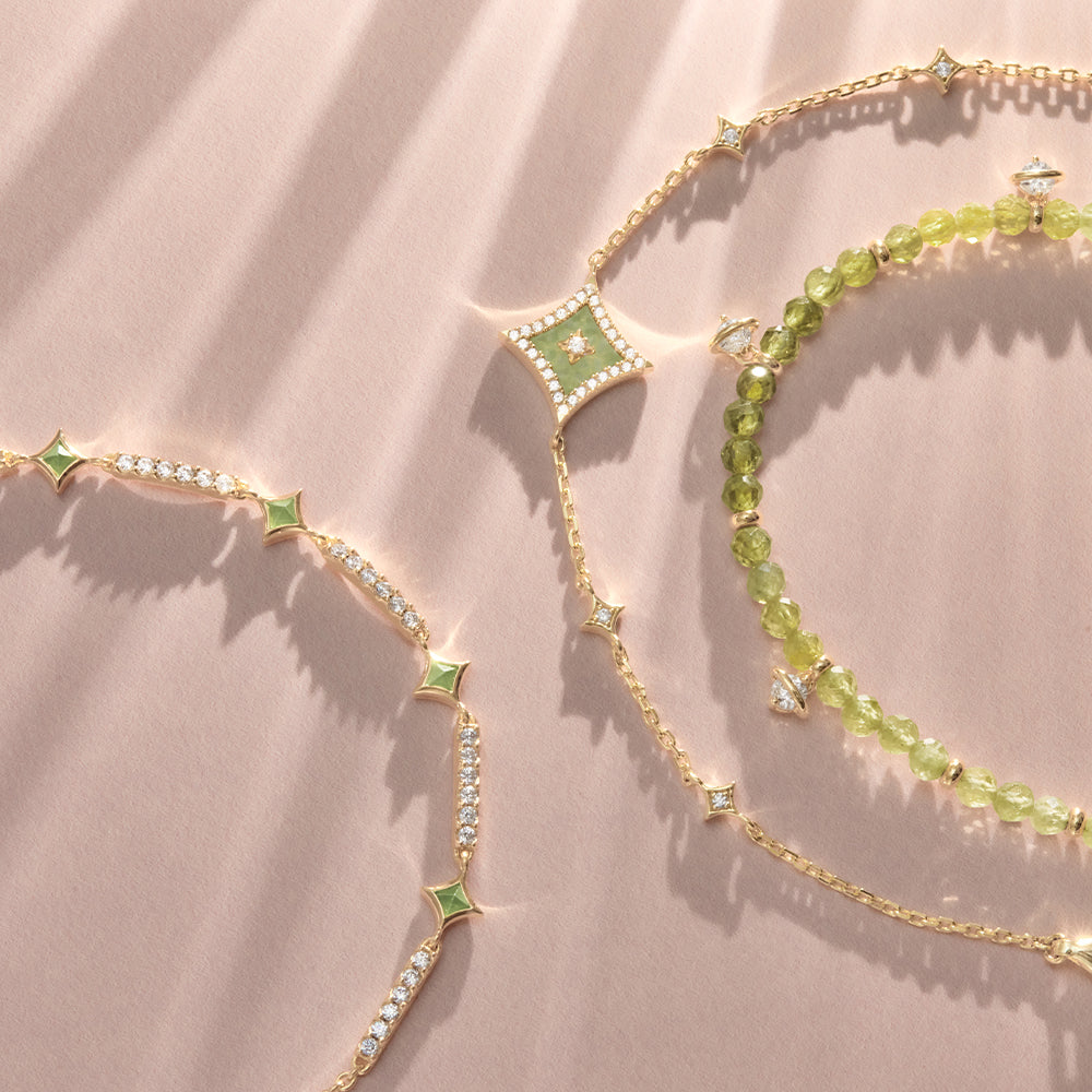 Starry Aventurine & Synthetic Cubic Zirconia Bracelet