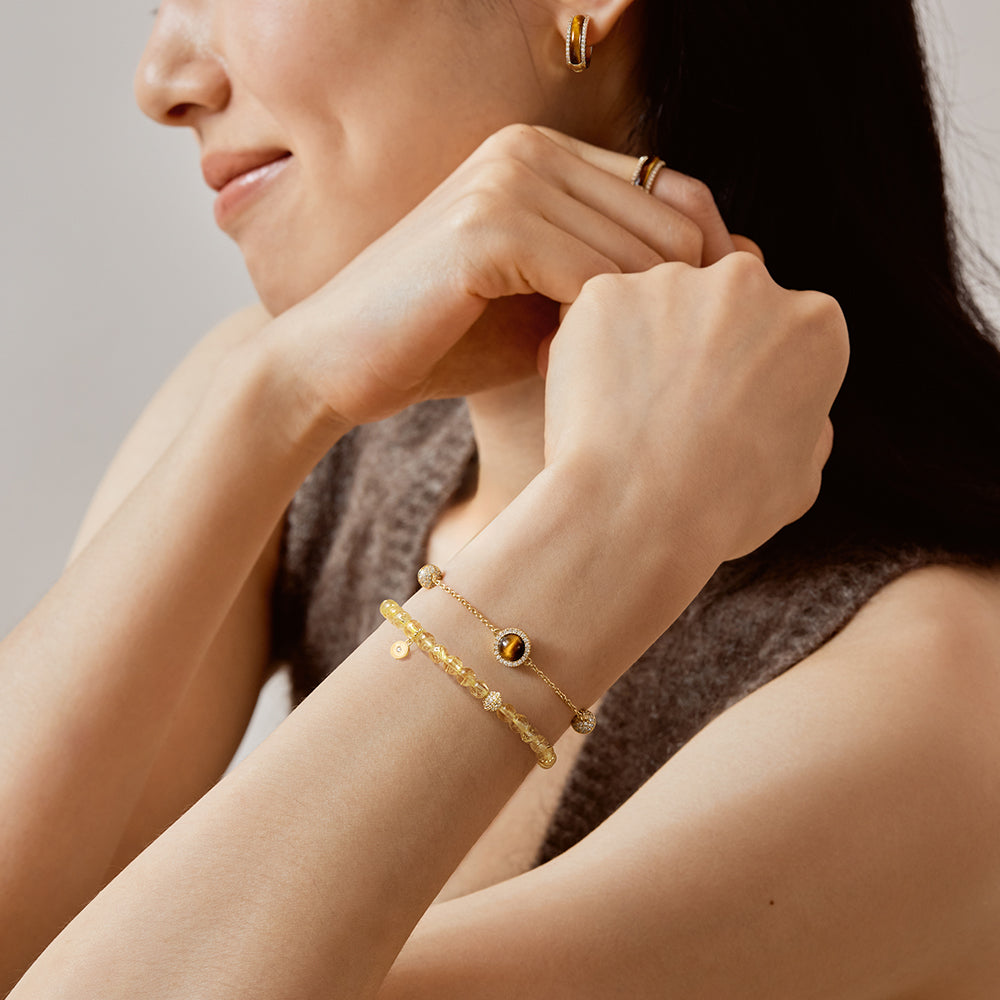 Heliocentric Golden Rutilated Quartz Bracelet
