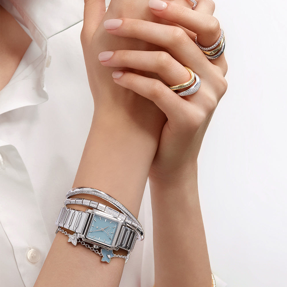 Ivy Blue Vein Agate Bracelet, 5-leaf motif
