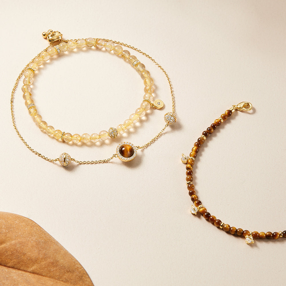 Heliocentric Golden Rutilated Quartz Bracelet