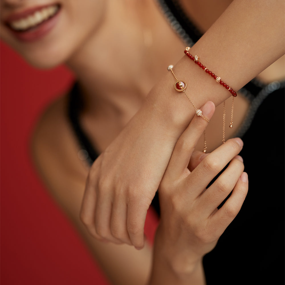 Heliocentric Pink Opal & Carnelian Bracelet