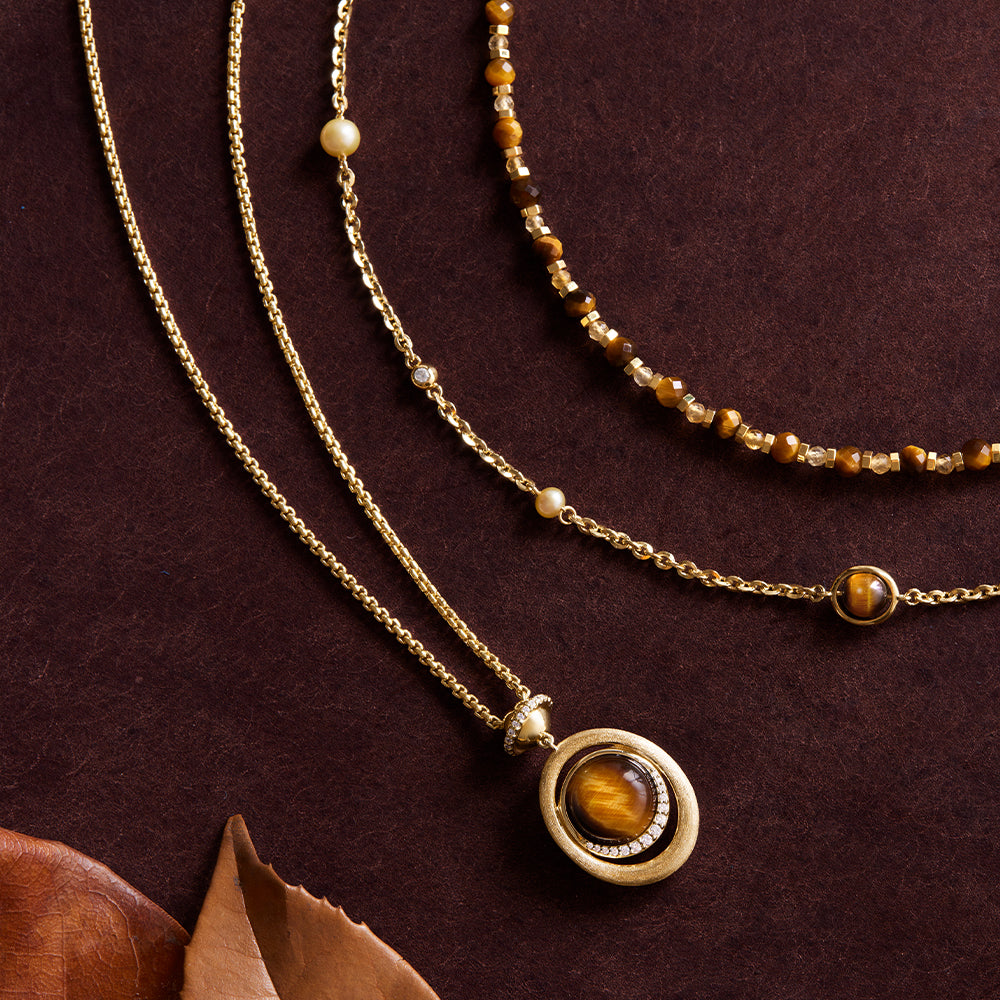 Heliocentric Tiger's Eye Beaded Necklace