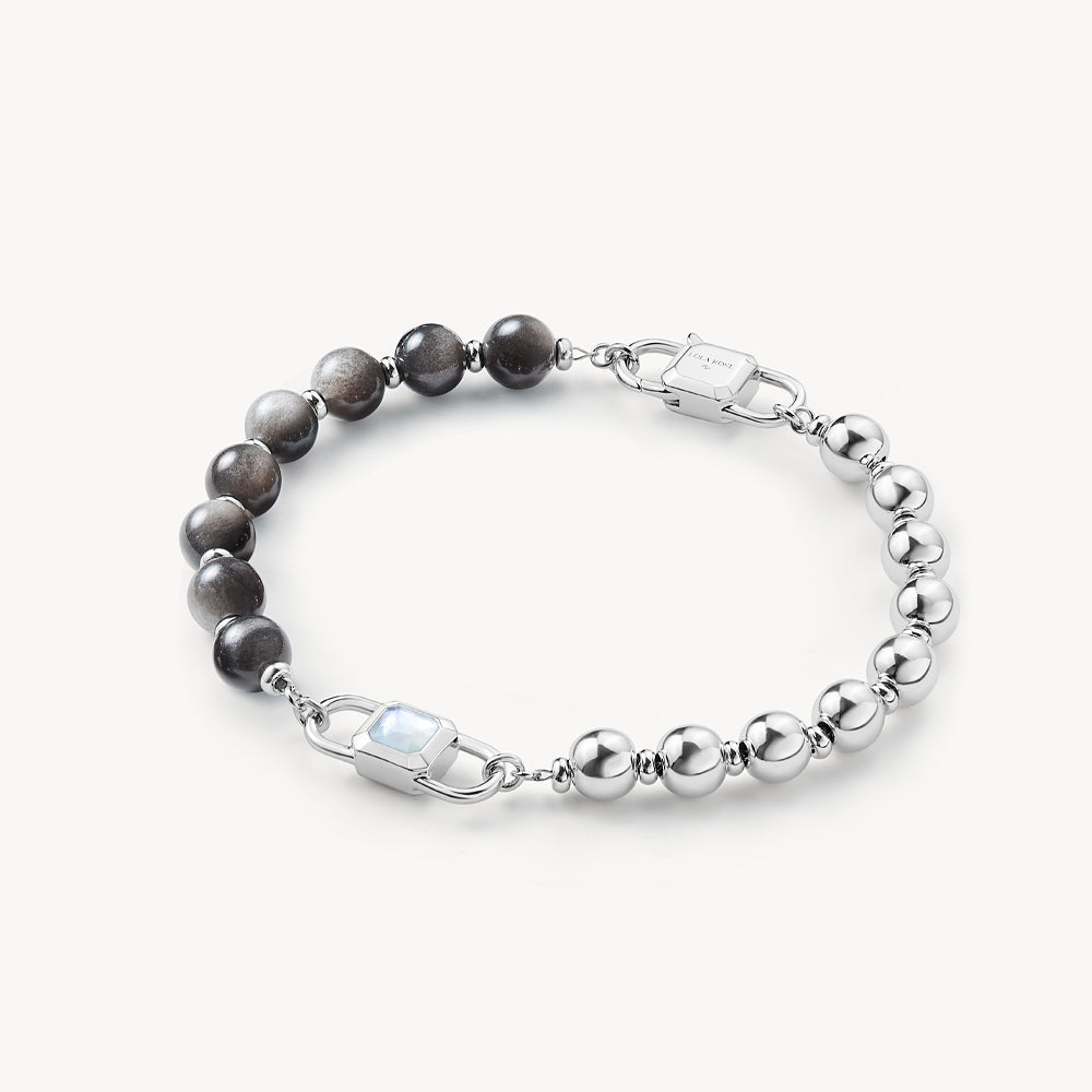 Urban Obsidian & Mother-of-Pearl Silver Bracelet