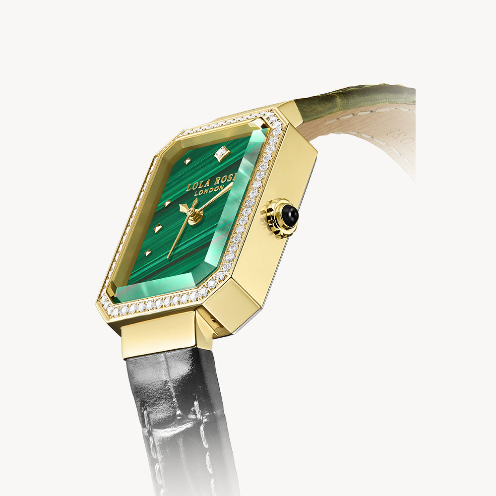 Ms Lola Malachite watch with Zirconia
