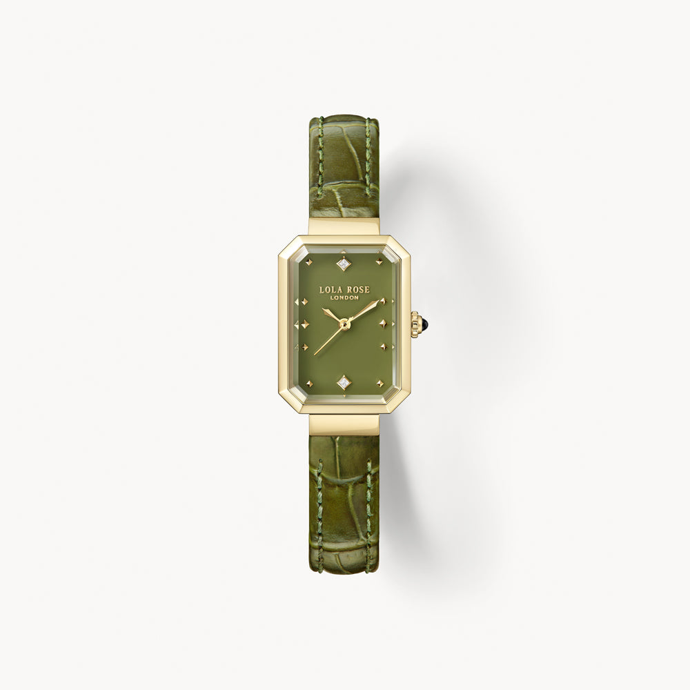 Green Bamboo-Pattern Leather Strap