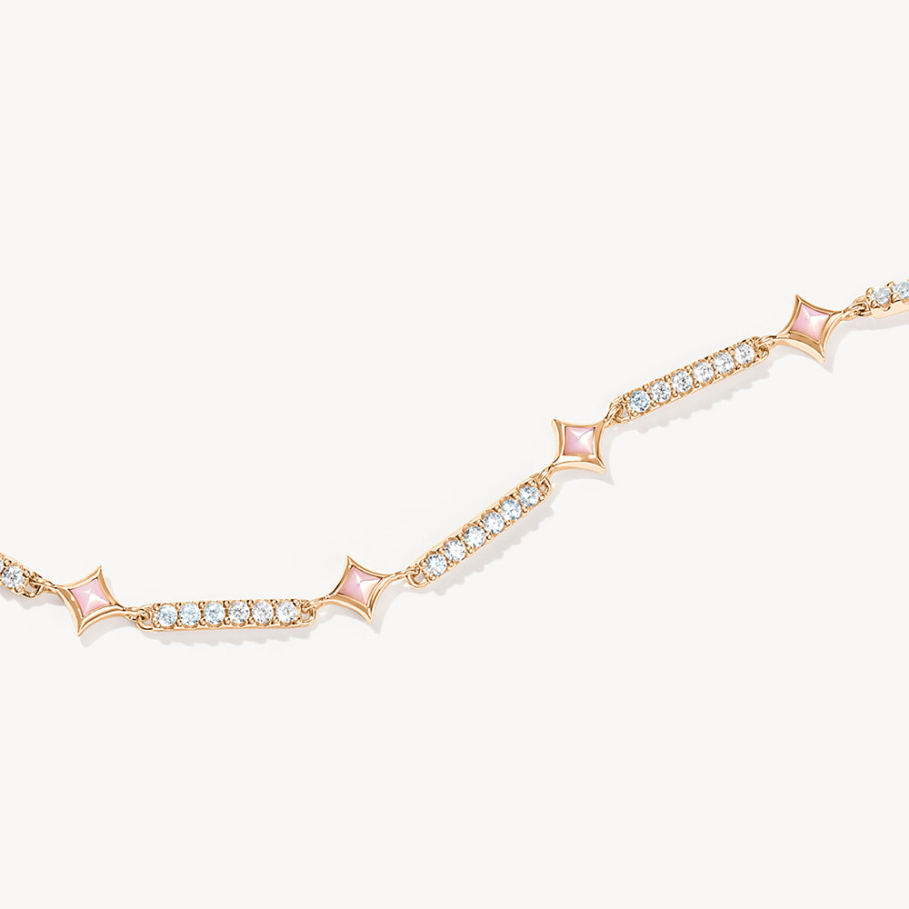 Starry Pink Mother of Pearl & Synthetic Cubic Zirconia Bracelet