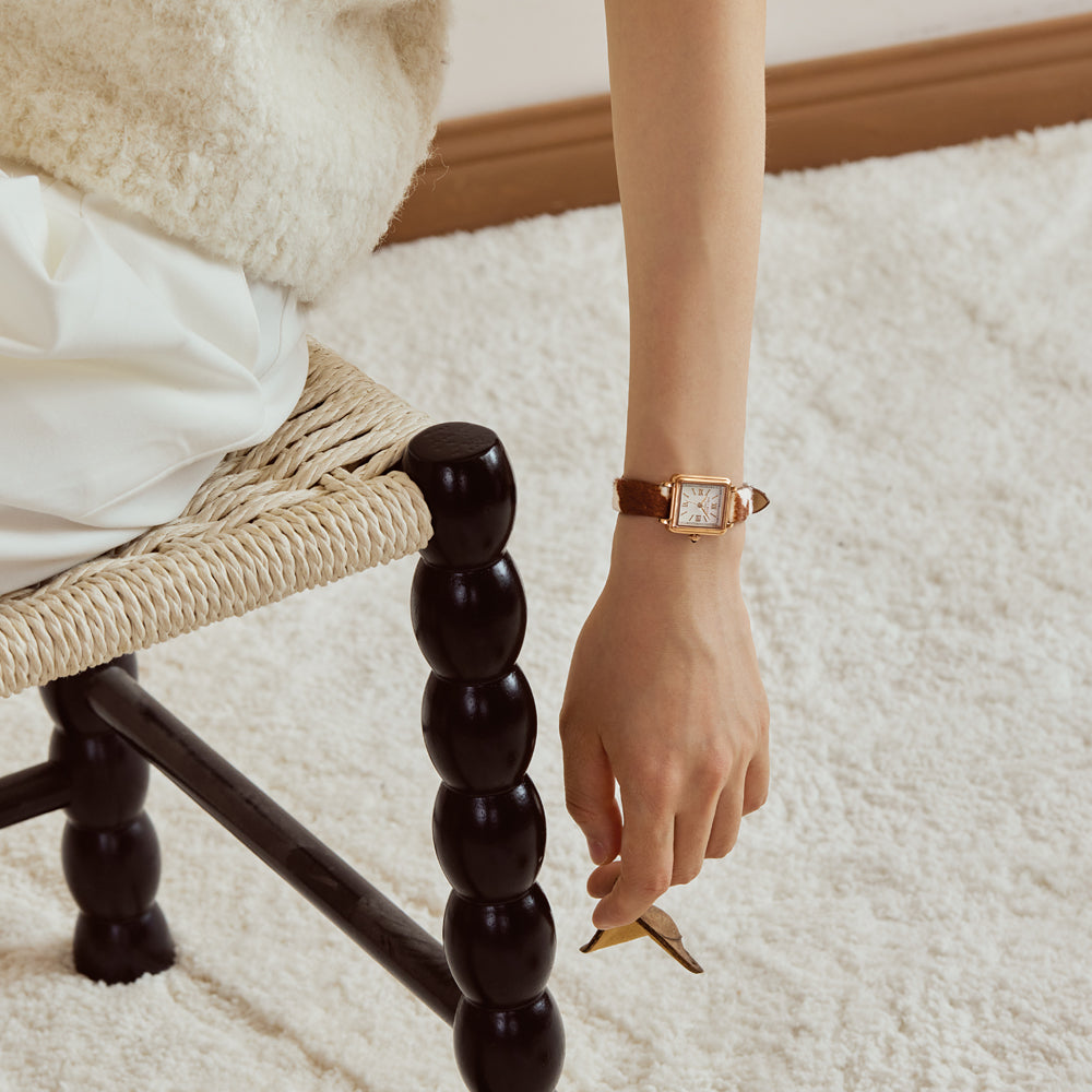 New Cube Mother of Pearl Watch With Two Strap Set