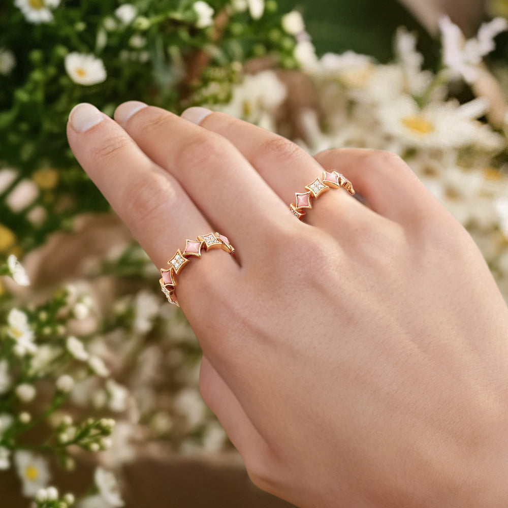 Starry Pink Mother of Pearl Ring