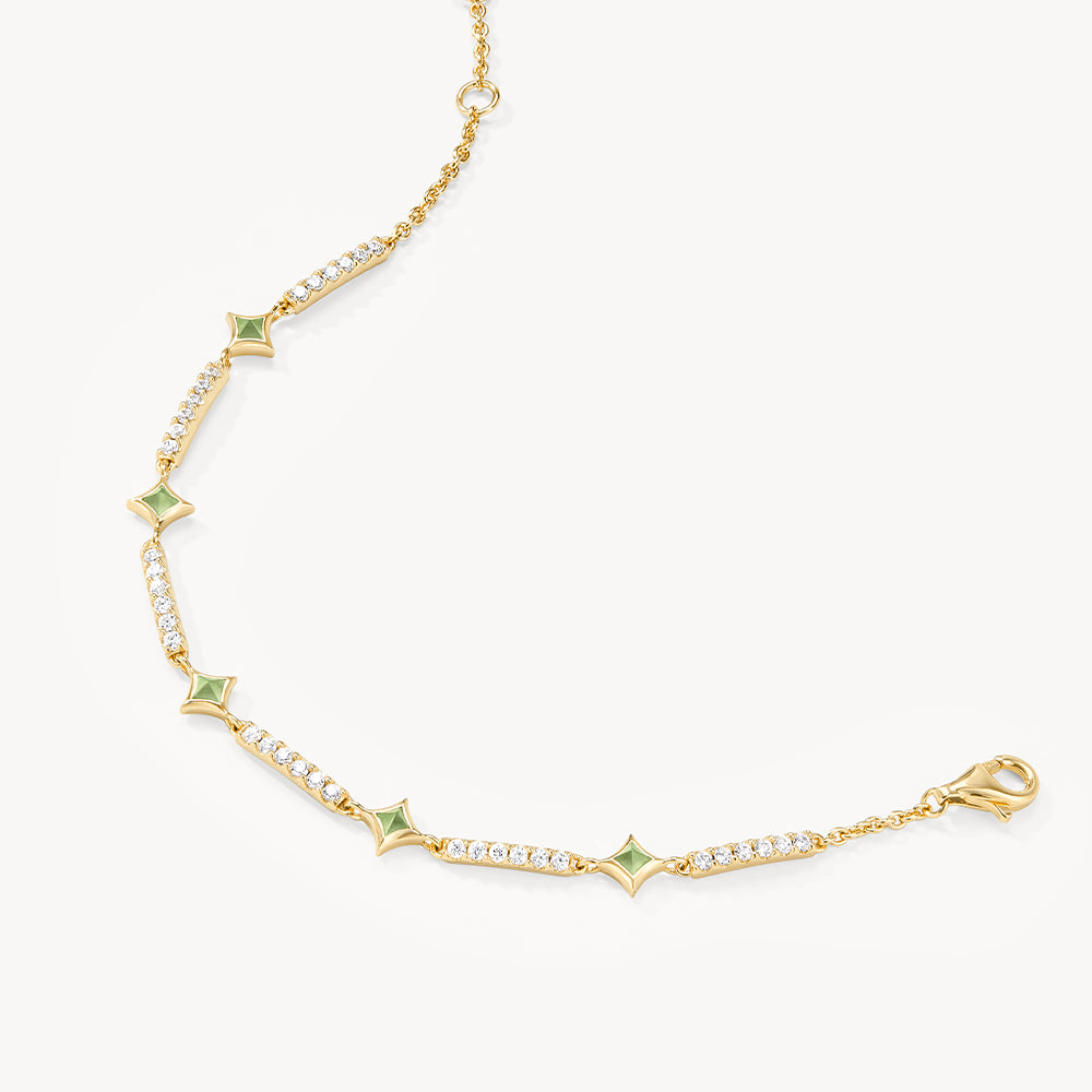 Starry Aventurine & Synthetic Cubic Zirconia Bracelet