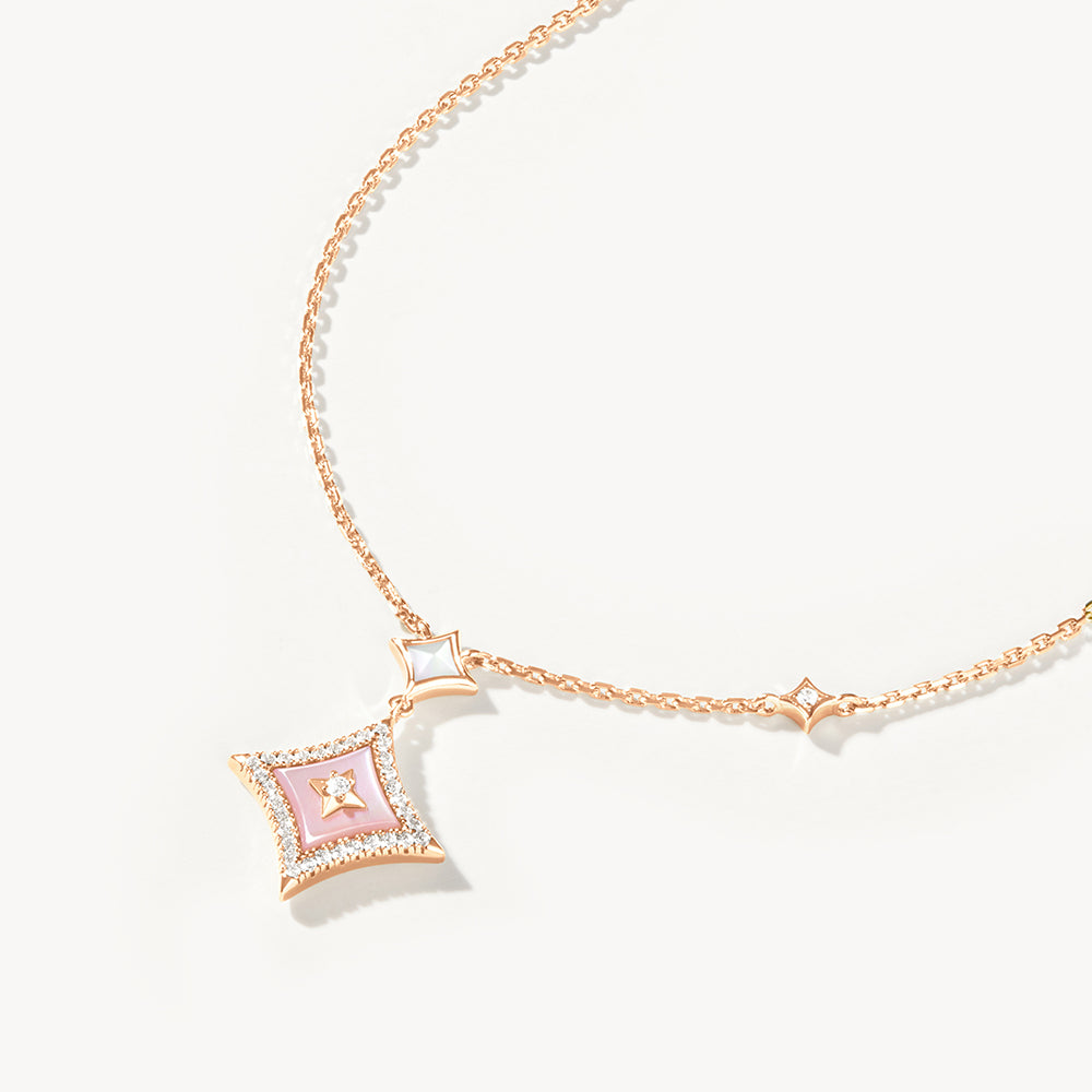 Starry Pink Mother of Pearl Necklace