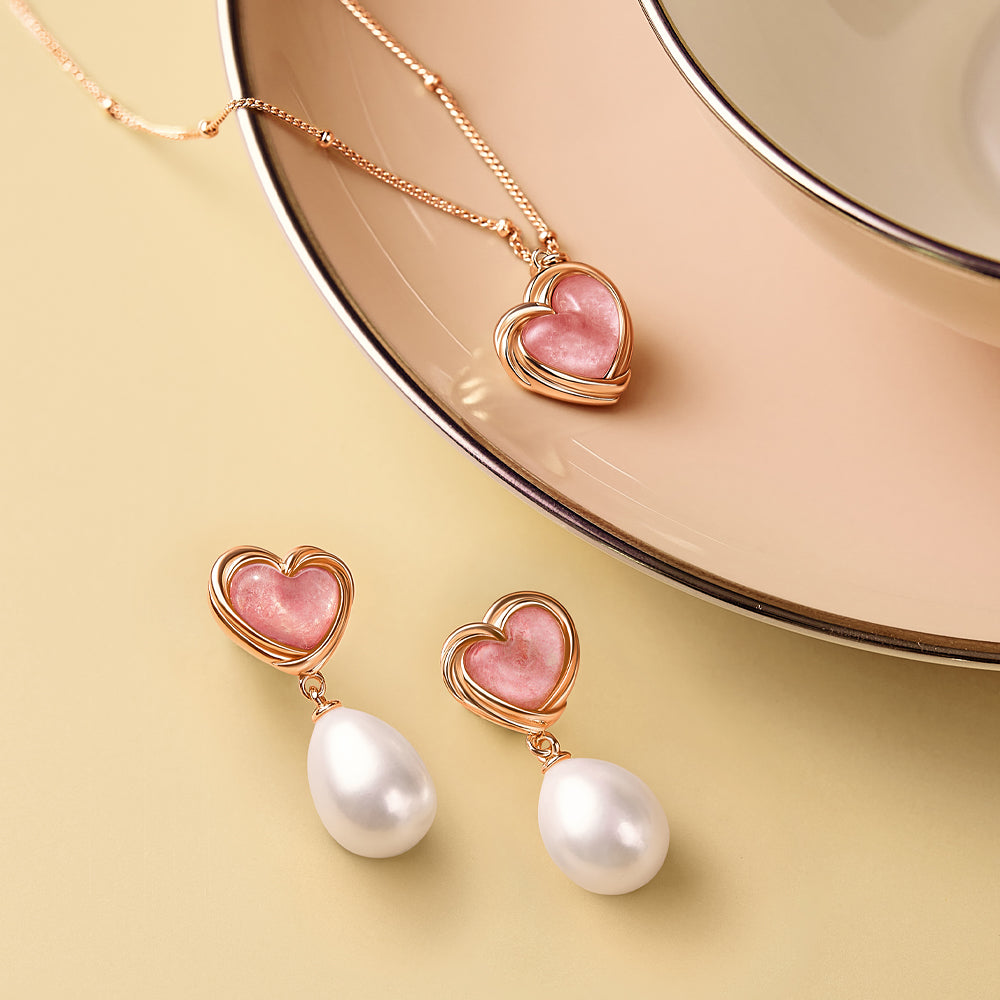 Cookie Heart Tea-Time Rhodonite Earrings