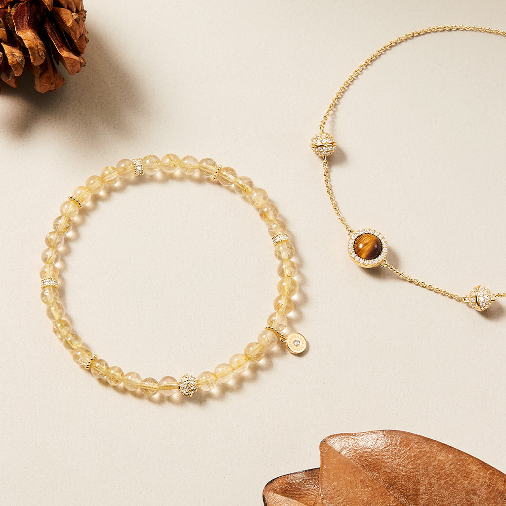 Heliocentric Golden Rutilated Quartz Bracelet