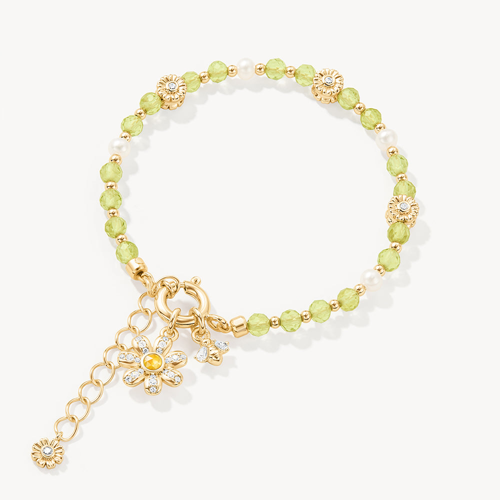 Daisy Yellow Crystal Beaded Bracelet