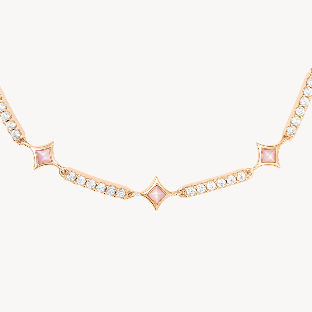 Starry Pink Mother of Pearl & Synthetic Cubic Zirconia Bracelet