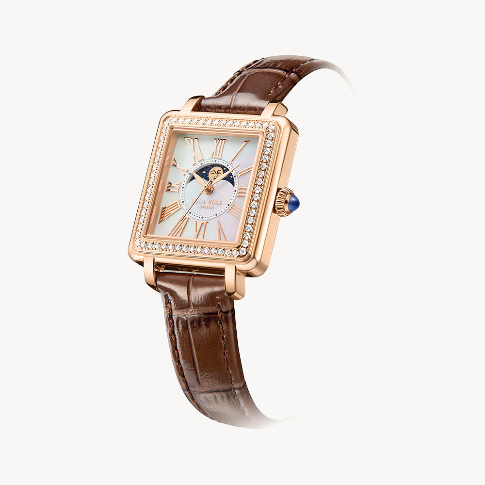 New Cube Mother of Pearl Moon Phase Watch